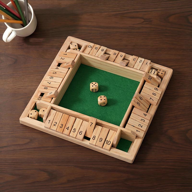 Dice Math Game with Wooden Board and Number Tiles
