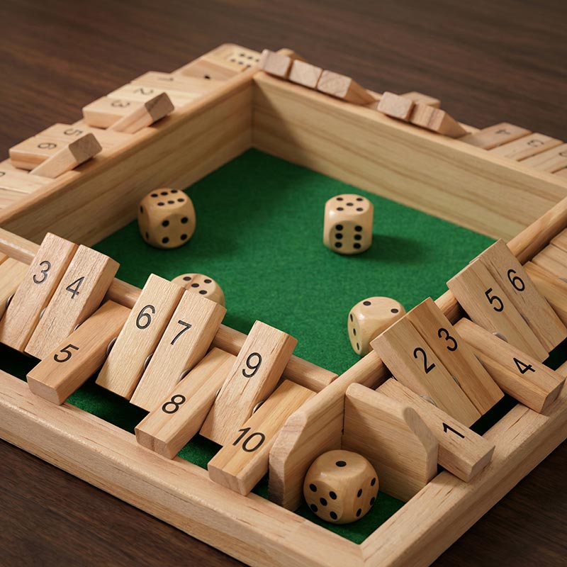 Dice Math Game with Wooden Board and Number Tiles
