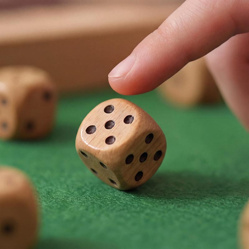 Dice Math Game with Wooden Board and Number Tiles