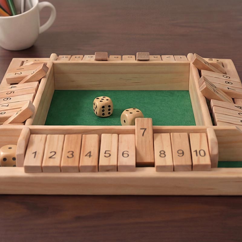 Dice Math Game with Wooden Board and Number Tiles