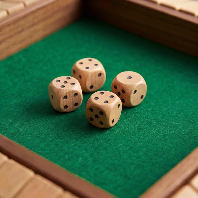 Dice Math Game with Wooden Board and Number Tiles