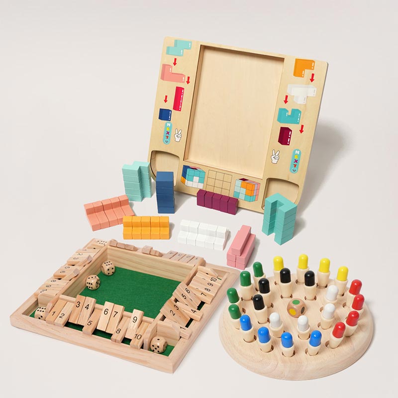 Wooden Brain Game Bundle, Three Logic Games Set