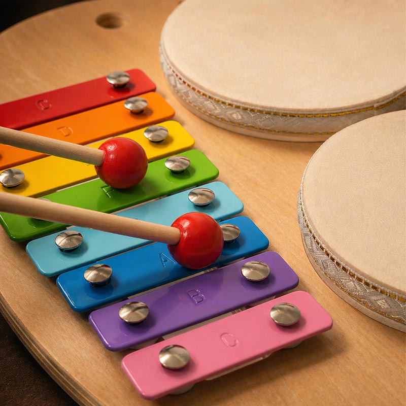 Wooden Percussion Set with Xylophone and Drums
