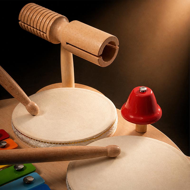 Wooden Percussion Set with Xylophone and Drums