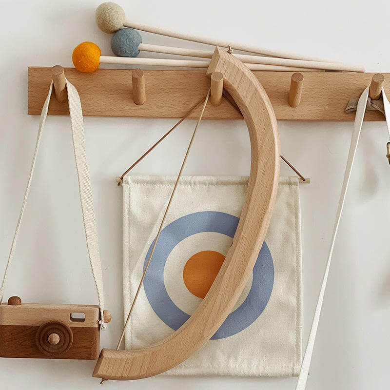Wooden Bow and Arrow Toy with Soft-Tip Arrows and Target