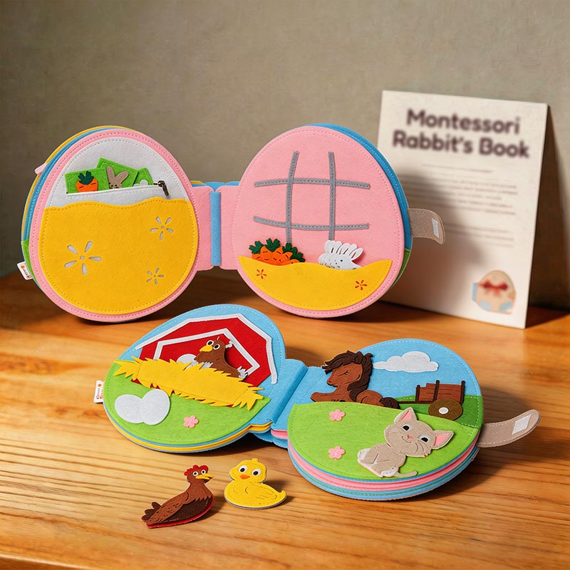 Montessori Quiet Book with 10 Interactive Activity Pages