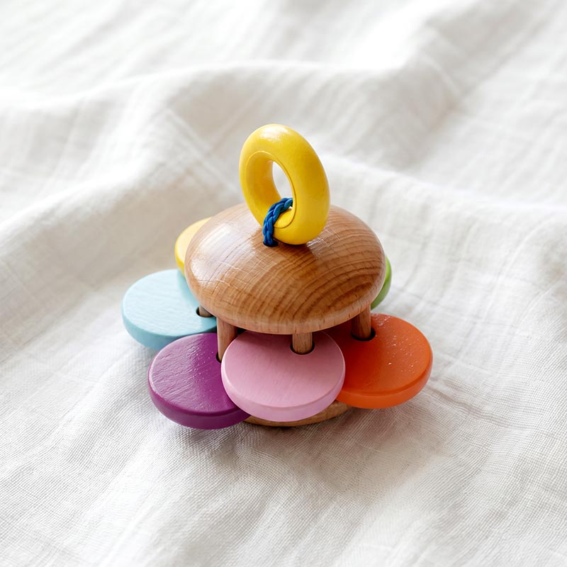Wooden Baby Rattles Set with Crochet Giraffe Teether