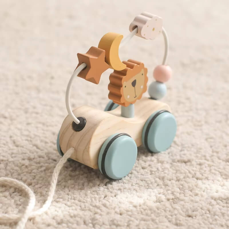 Wooden Pull Toy with Lion and Activity Loop
