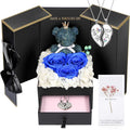 Rose Box Eternity Roses Bear Necklace Jewelry Gift