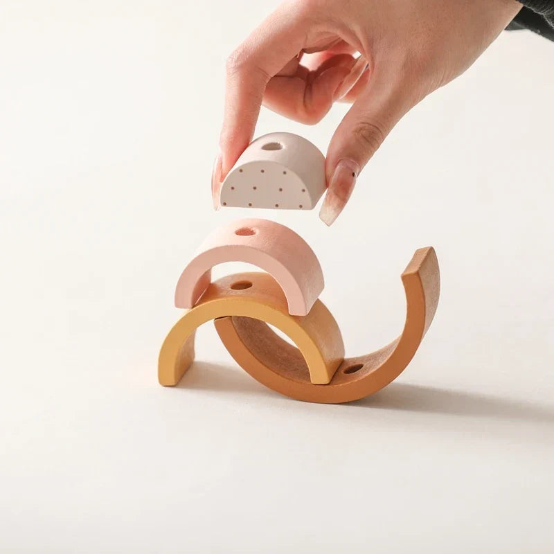 Wooden Pull Toy Train with Stacking Animals and Shapes
