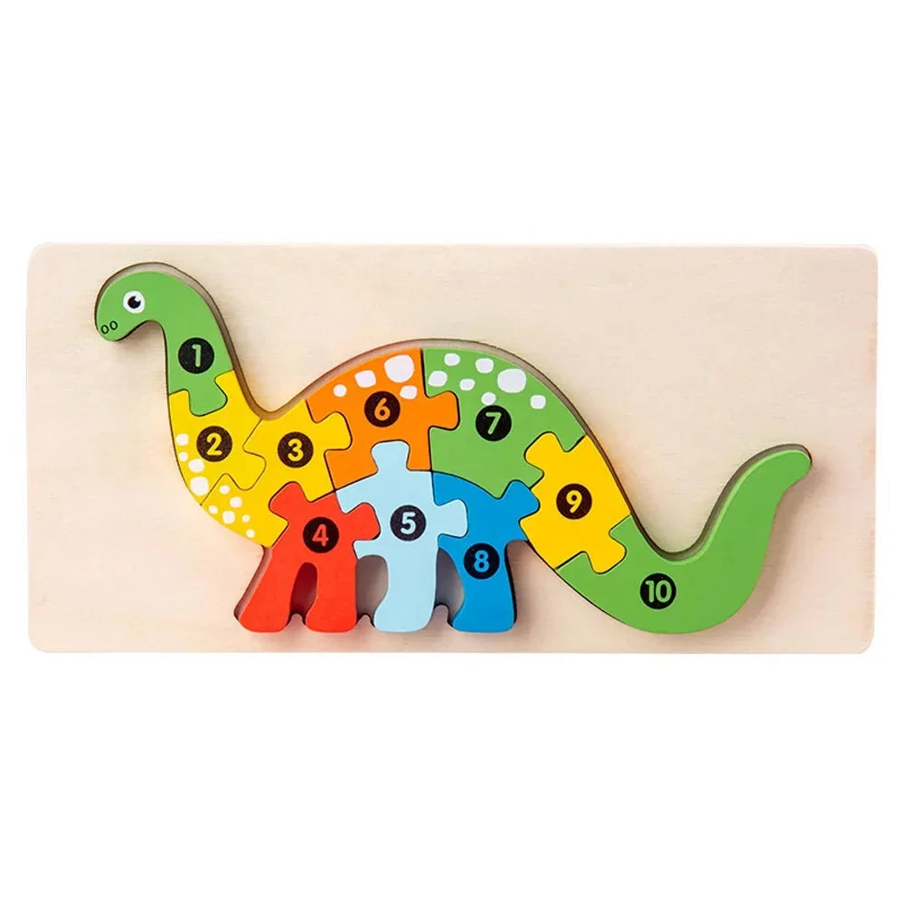 Wooden Animal Puzzles, Numbered 4-Pack for Toddlers