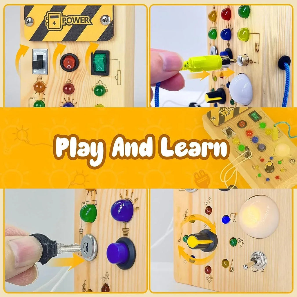 Busy Board for Toddlers with Switches and Lights