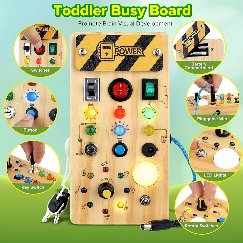 Busy Board for Toddlers with Switches and Lights