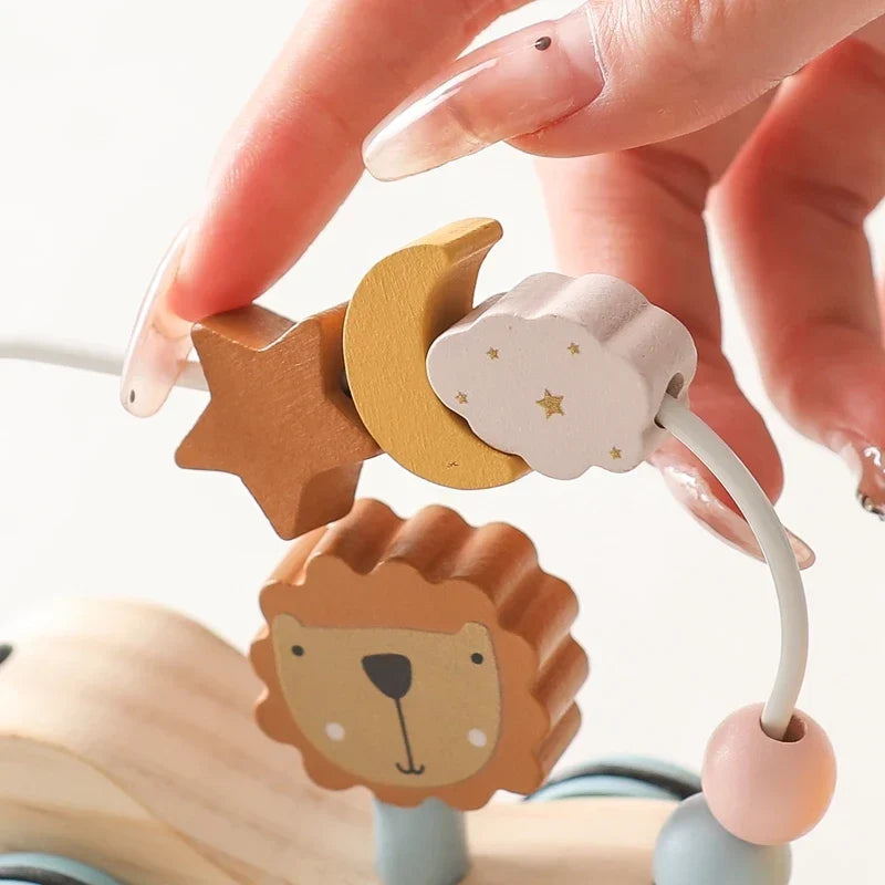 Wooden Pull Toy Train with Stacking Animals and Shapes
