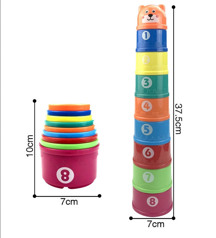 Stacking Cups with Bear Topper, 6-Piece Tower Set