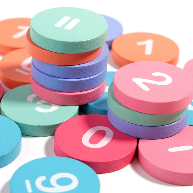 Ten Frame Math Toy Set with Counting Cards and Wooden Blocks