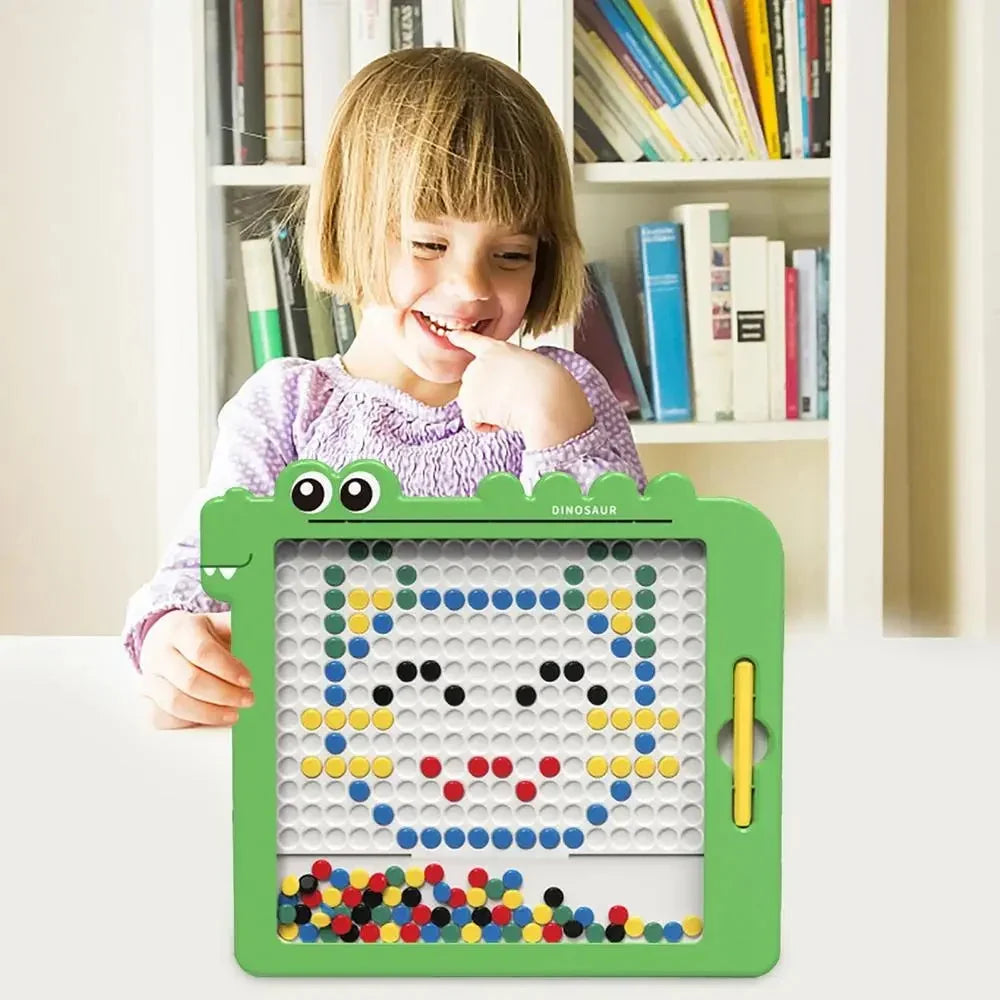 Magnetic Drawing Board - Dinosaur Peg Art with Pattern Cards