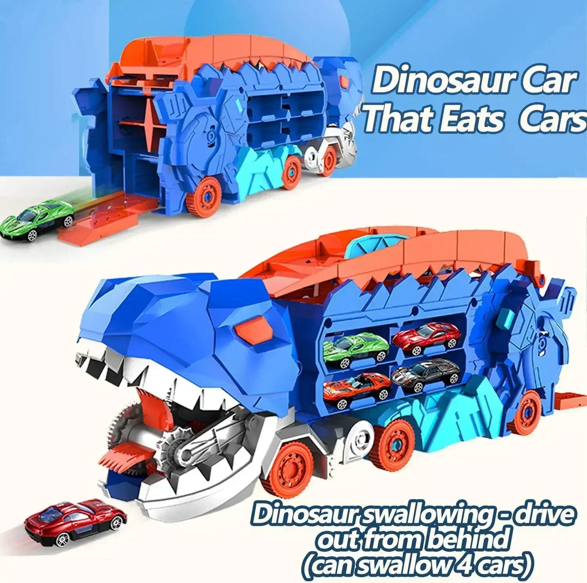 Dinosaur Truck Toy with Car Storage and Ramp