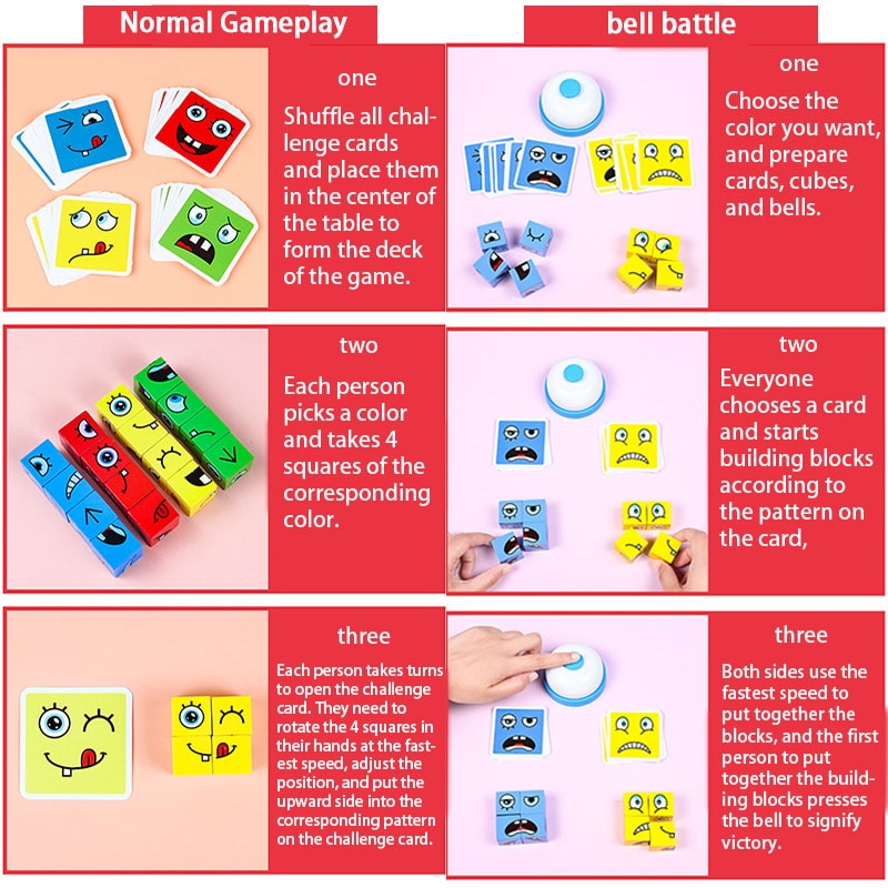 Face Changing Building Blocks with Wooden Cubes and Cards