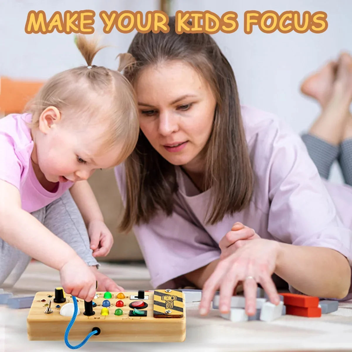 Busy Board for Toddlers with Switches and Lights