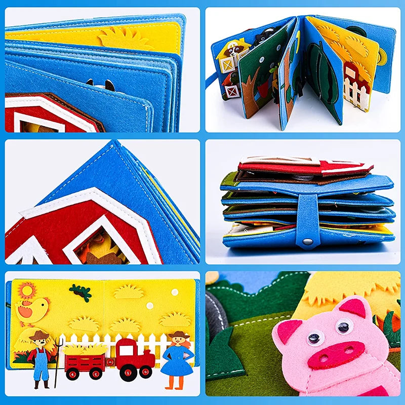 Farm Busy Book with Removable Felt Pieces and Pages