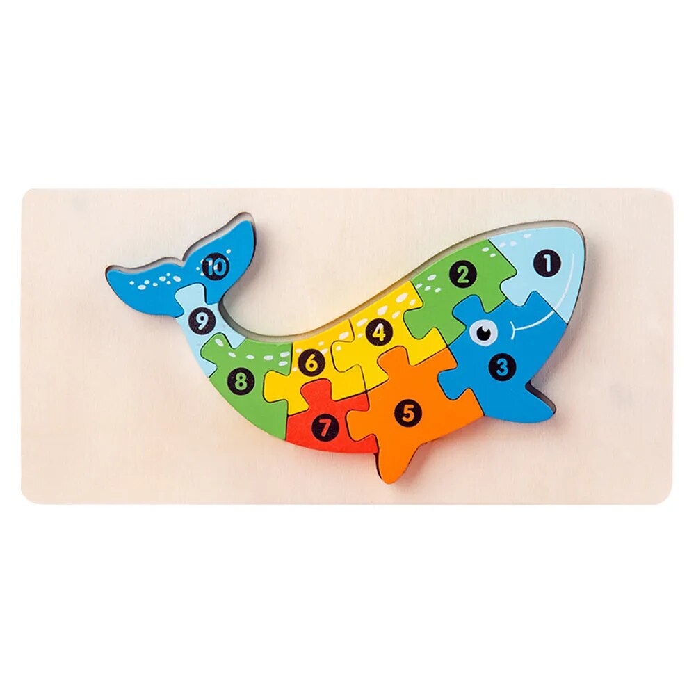 Wooden Animal Puzzles, Numbered 4-Pack for Toddlers