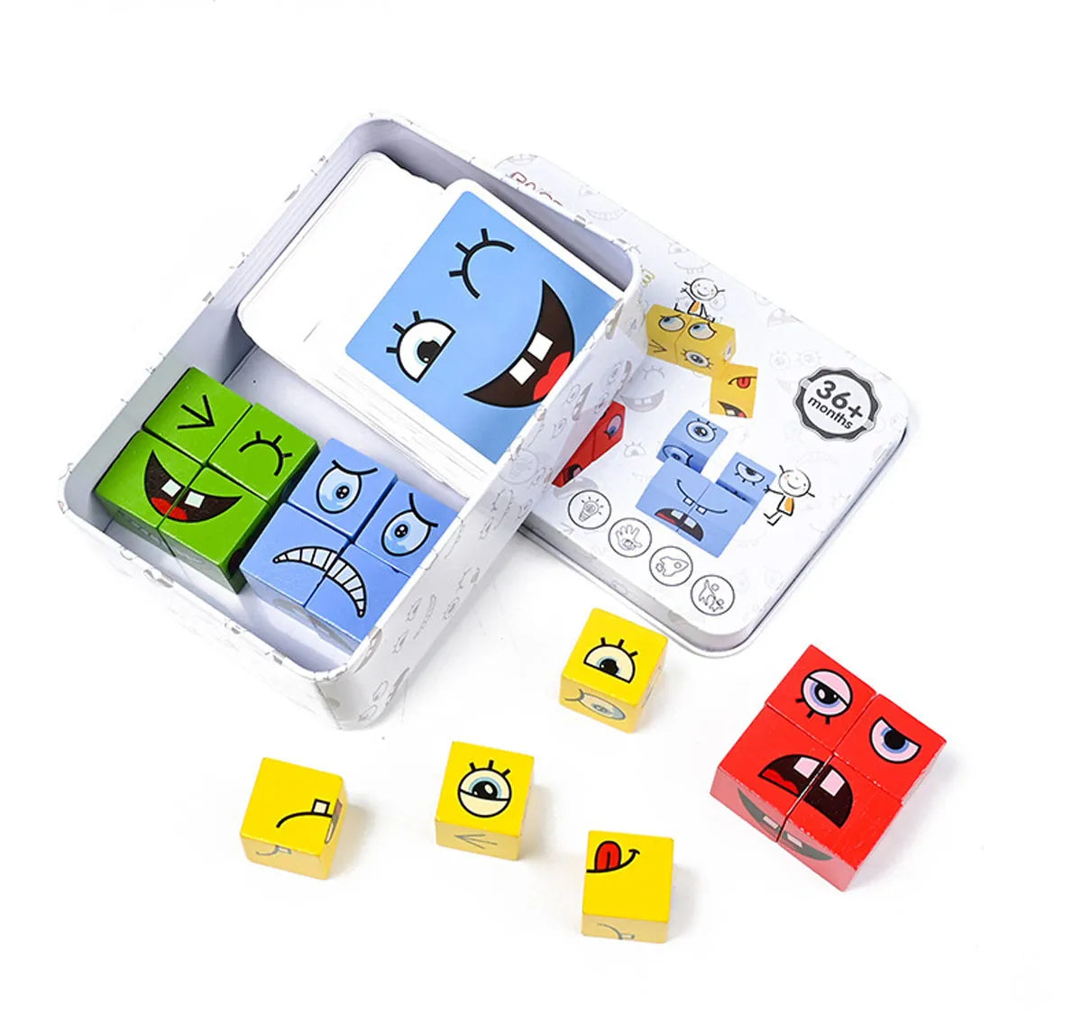 Face Changing Building Blocks with Wooden Cubes and Cards