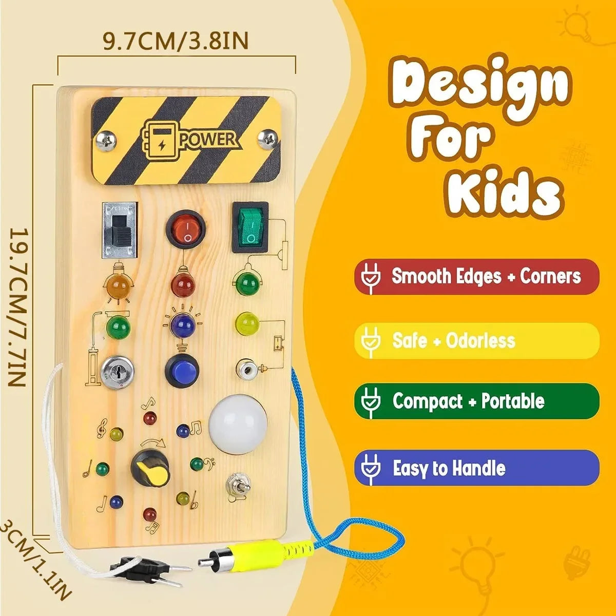 Busy Board for Toddlers with Switches and Lights