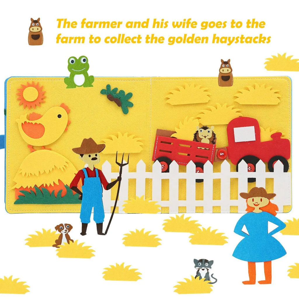 Farm Busy Book with Removable Felt Pieces and Pages