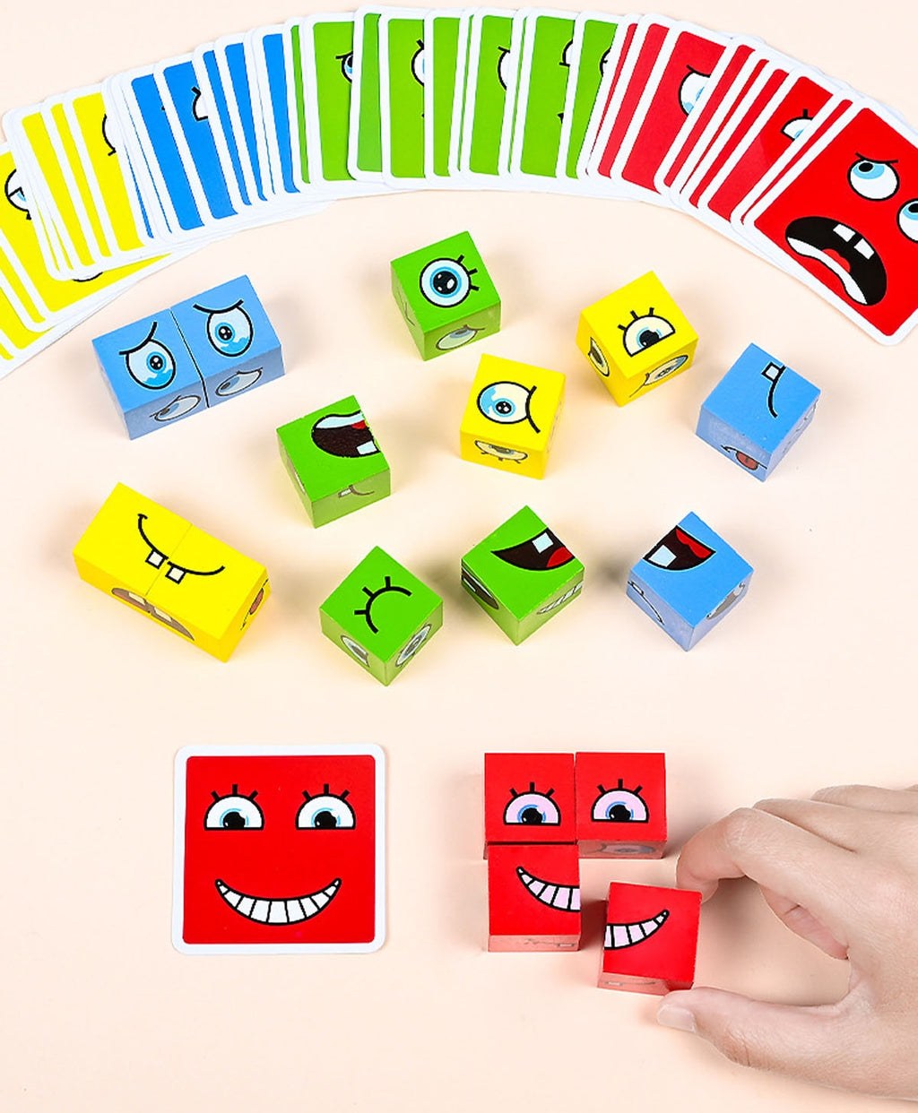Face Changing Building Blocks with Wooden Cubes and Cards
