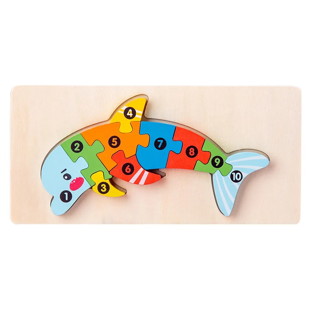 Wooden Animal Puzzles, Numbered 4-Pack for Toddlers