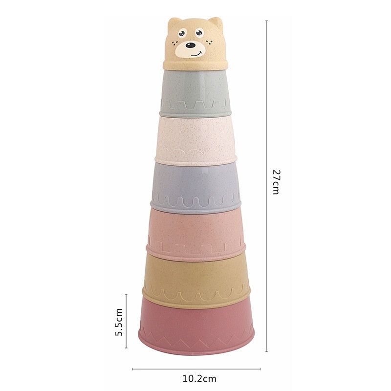 Stacking Cups with Bear Topper, 6-Piece Tower Set