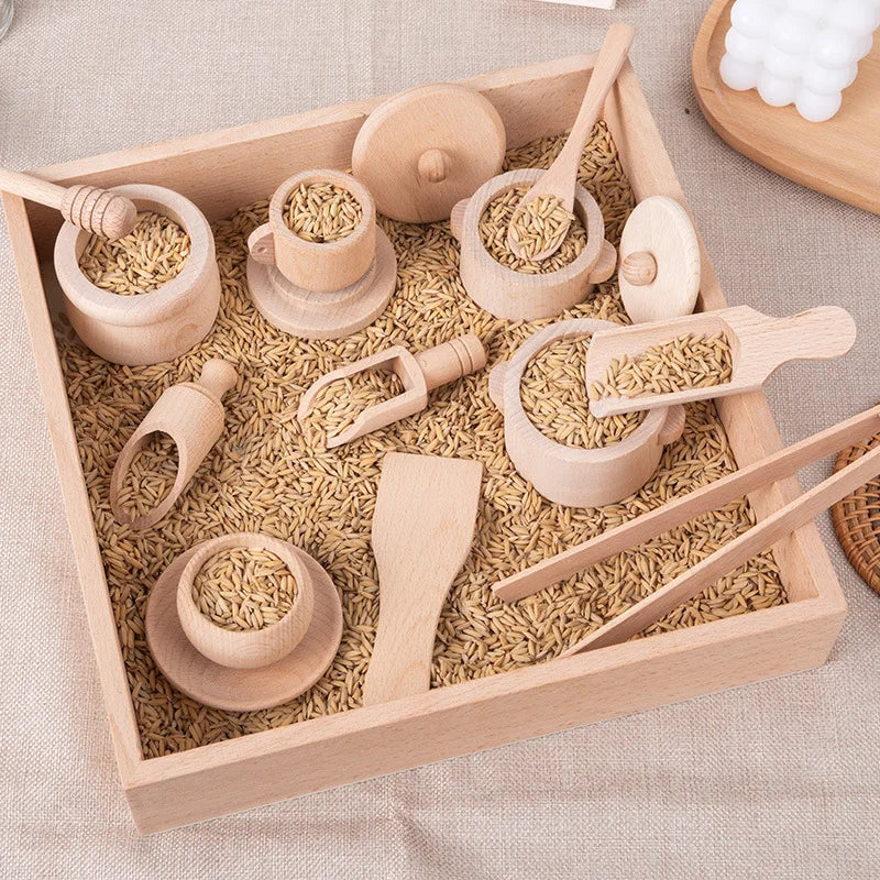 Wooden Kitchen Play Set with Natural Beechwood Tools