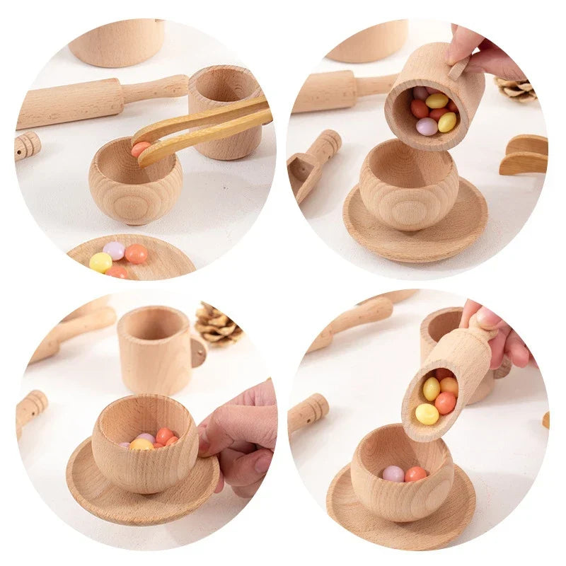 Wooden Kitchen Play Set with Natural Beechwood Tools