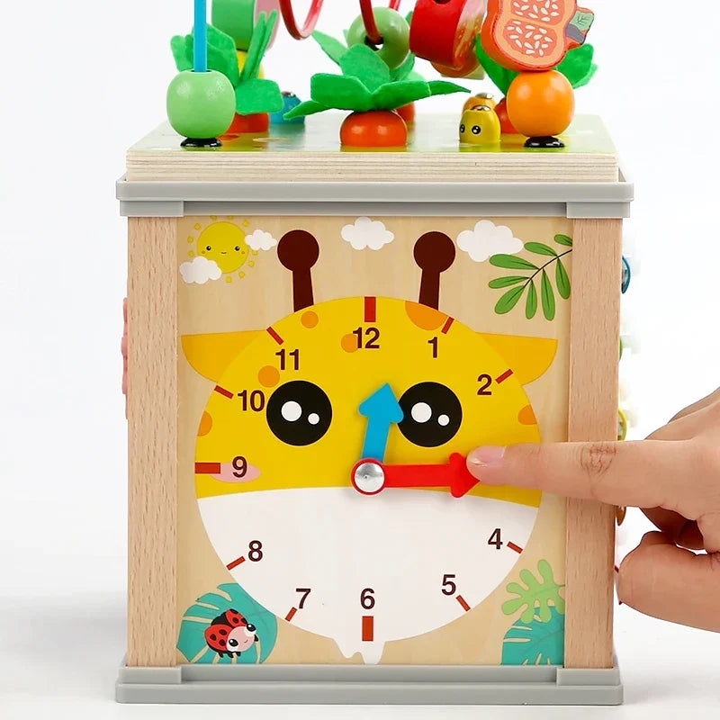 Wooden Activity Cube with Bead Maze and Xylophone