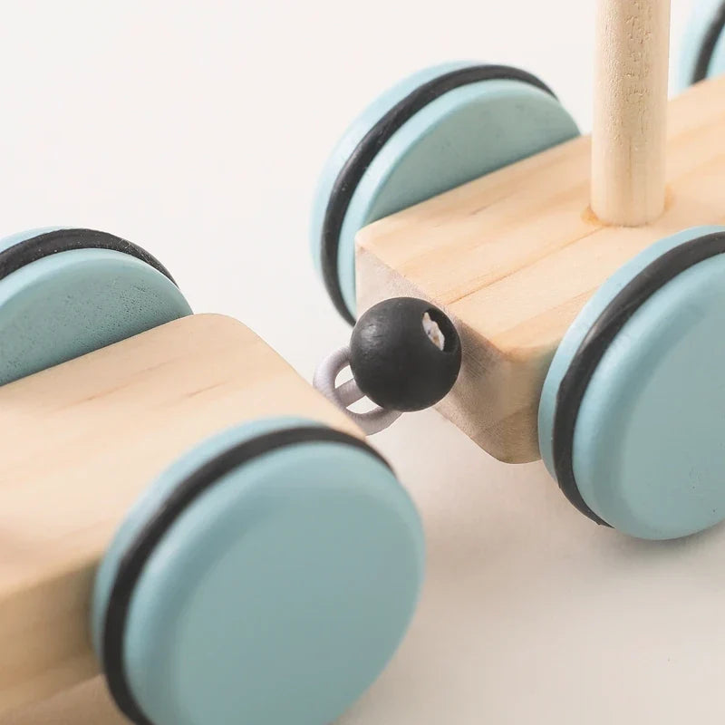 Wooden Pull Toy Train with Stacking Animals and Shapes
