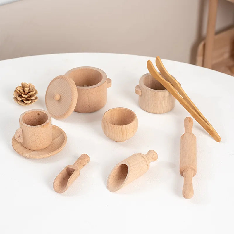 Wooden Kitchen Play Set with Natural Beechwood Tools