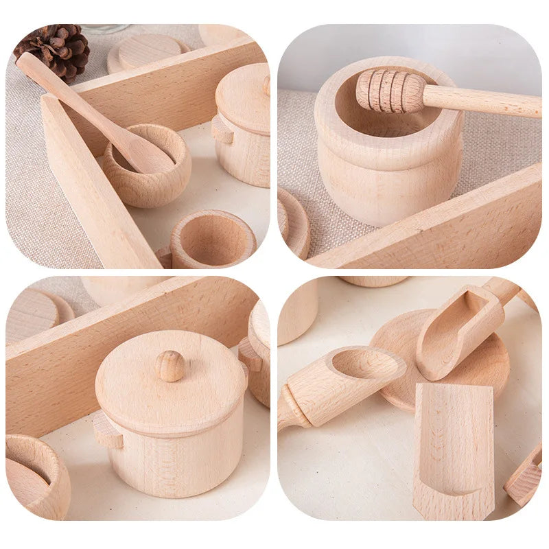 Wooden Kitchen Play Set with Natural Beechwood Tools