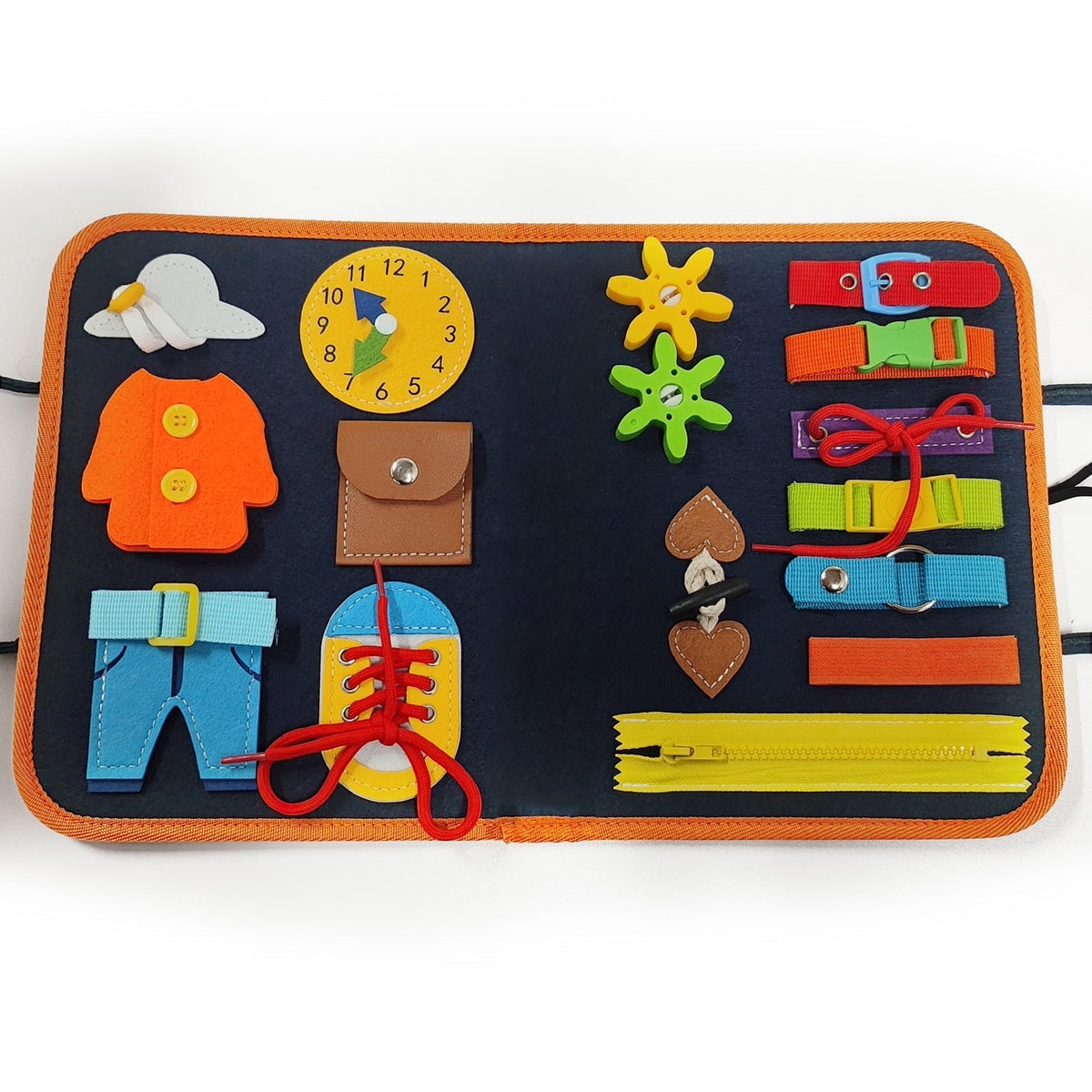 Busy Board Montessori Toy with Colors, Shapes & Skills