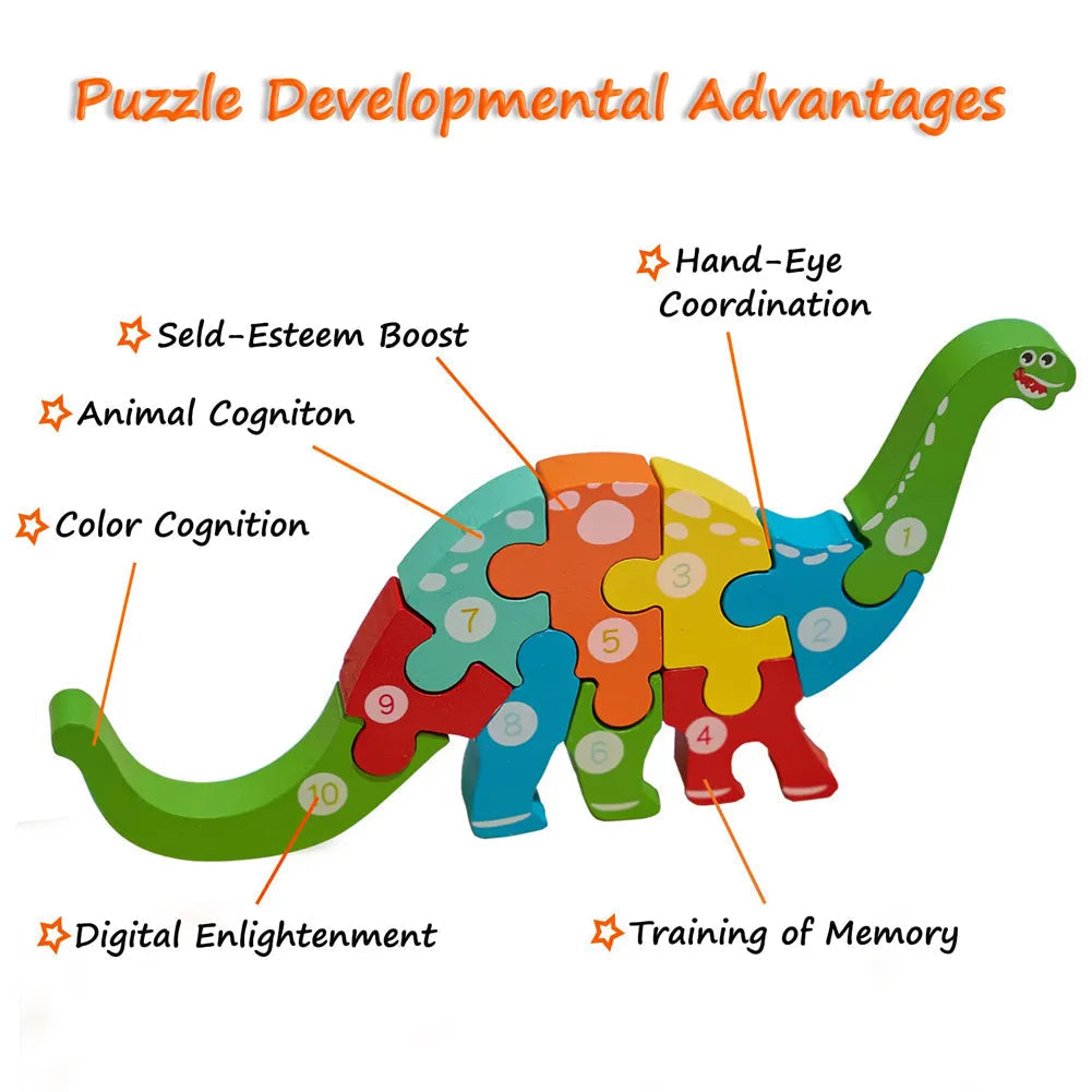 Wooden Animal Puzzles, Numbered 4-Pack for Toddlers