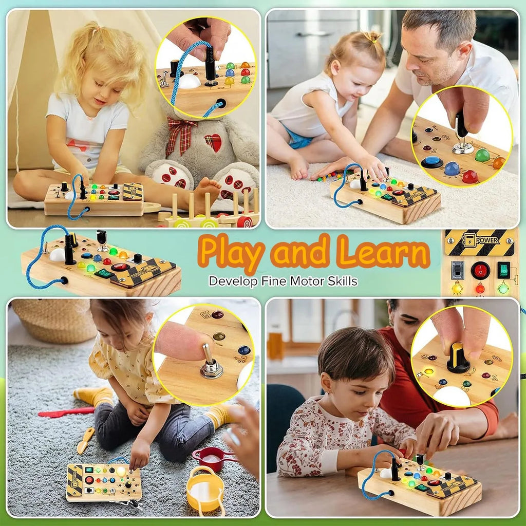Busy Board for Toddlers with Switches and Lights
