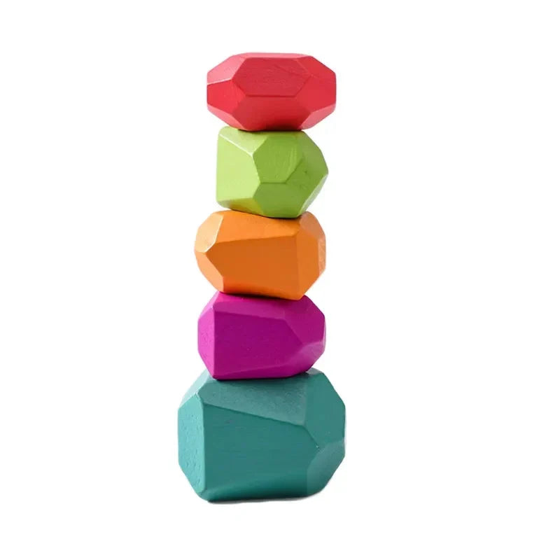 Wooden Stacking Stones Set, 18 Colorful Balance Pieces