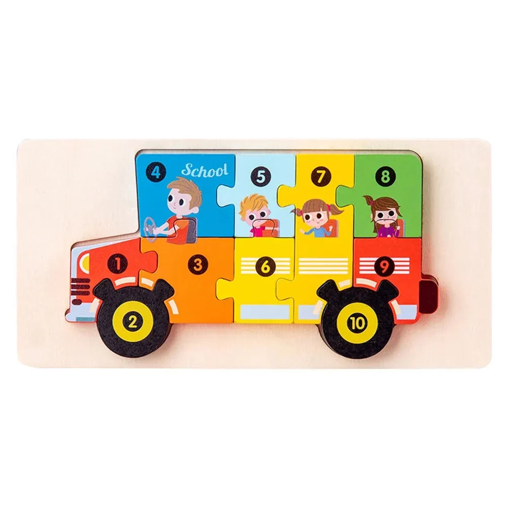 Wooden Animal Puzzles, Numbered 4-Pack for Toddlers