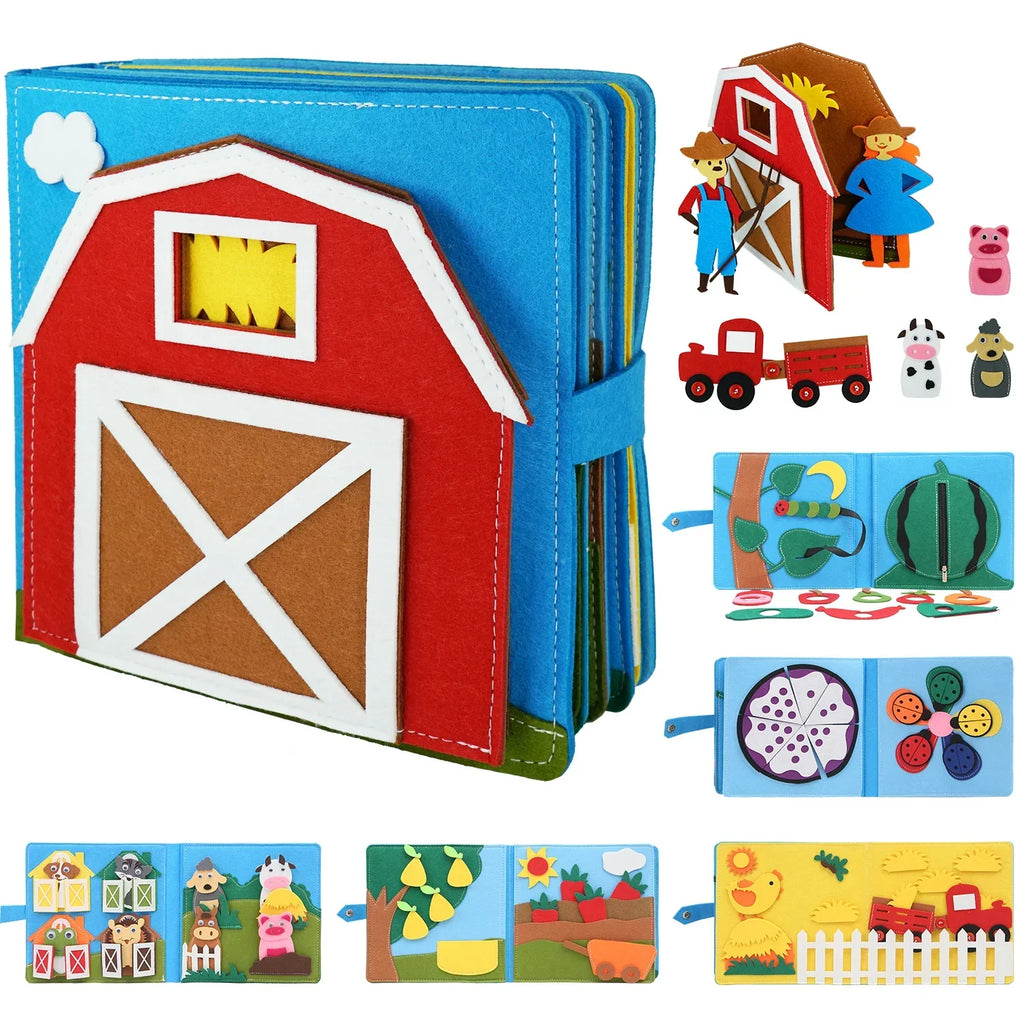 Farm Busy Book with Removable Felt Pieces and Pages