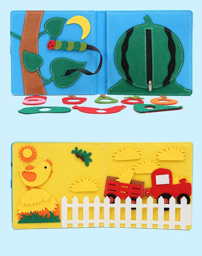 Farm Busy Book with Removable Felt Pieces and Pages