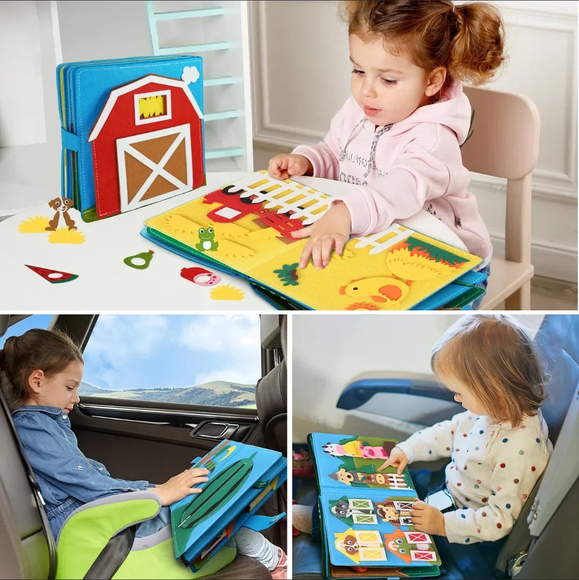 Farm Busy Book with Removable Felt Pieces and Pages