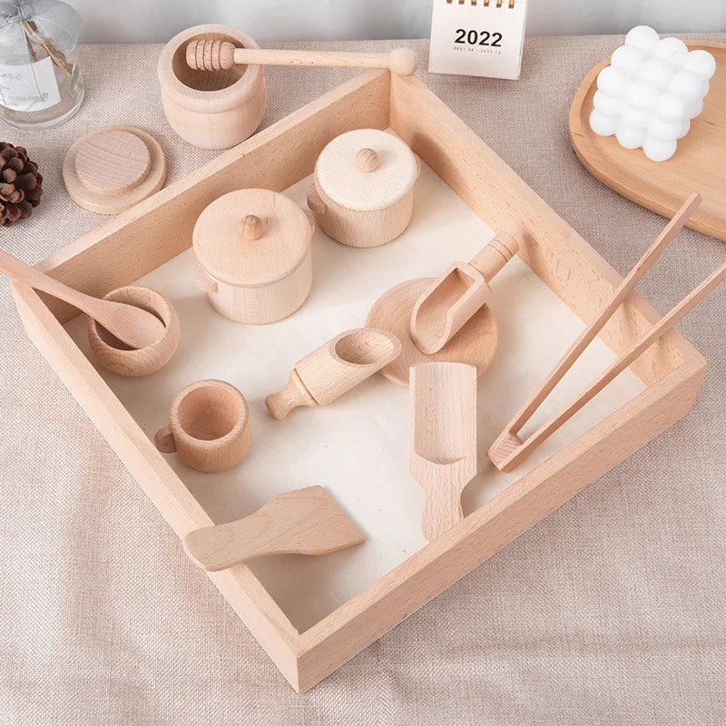Wooden Kitchen Play Set with Natural Beechwood Tools