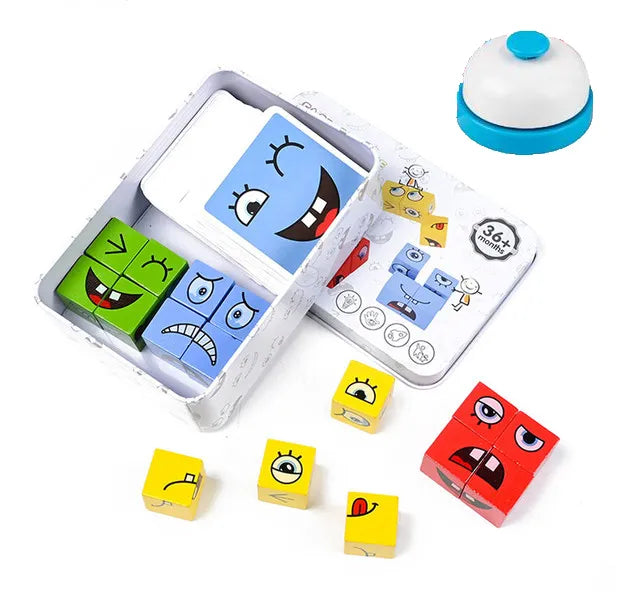 Face Changing Building Blocks with Wooden Cubes and Cards