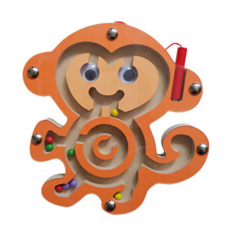 Magnetic Maze Toy, Wooden Owl Design with Wand