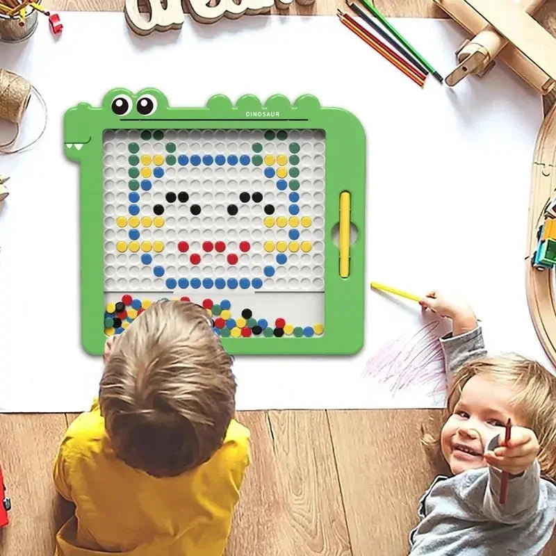 Magnetic Drawing Board - Dinosaur Peg Art with Pattern Cards